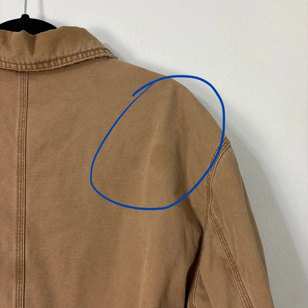 Vintage Y2K Old Navy Tan Canvas Chore Barn Jacket Mens L Fleece Lined Utility‎